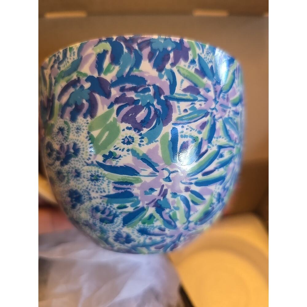 LILLY PULITZER Ceramic Mugs Set of 2 Blue Multicolor Floral Pattern 12 fl oz.